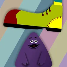 grimace-vs-giant-clown-shoes
